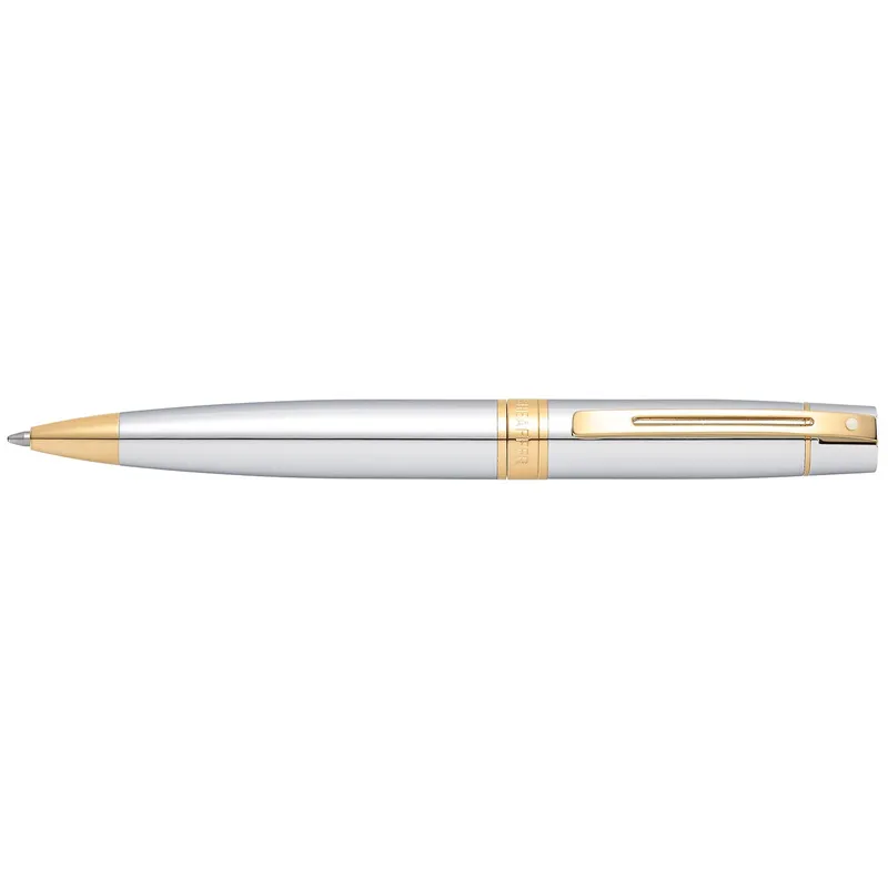 Sheaffer Gift 300 Ballpoint Pen Bright Chrome with Gold Tone Trim