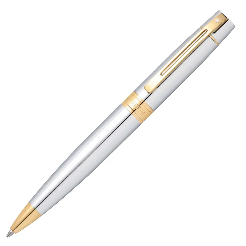 Sheaffer Gift 300 Ballpoint Pen Bright Chrome with Gold Tone Trim