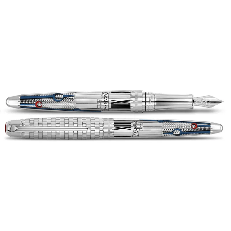 Caran d'Ache Limited Edition 1010 Timekeeper Fountain Pen (18K Medium) - Silver With Silver Trims