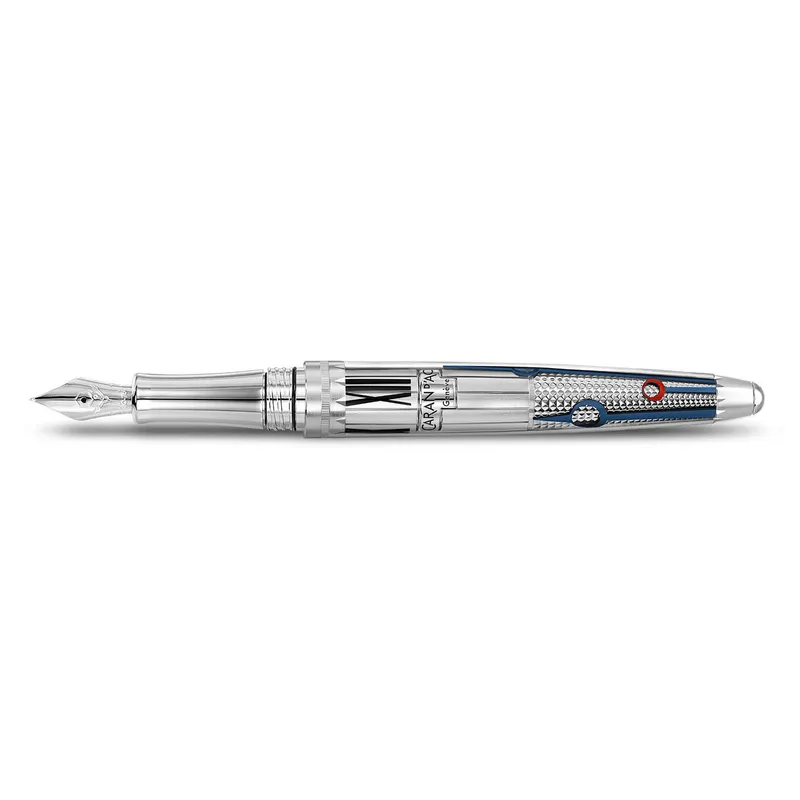 Caran d'Ache Limited Edition 1010 Timekeeper Fountain Pen (18K Medium) - Silver With Silver Trims