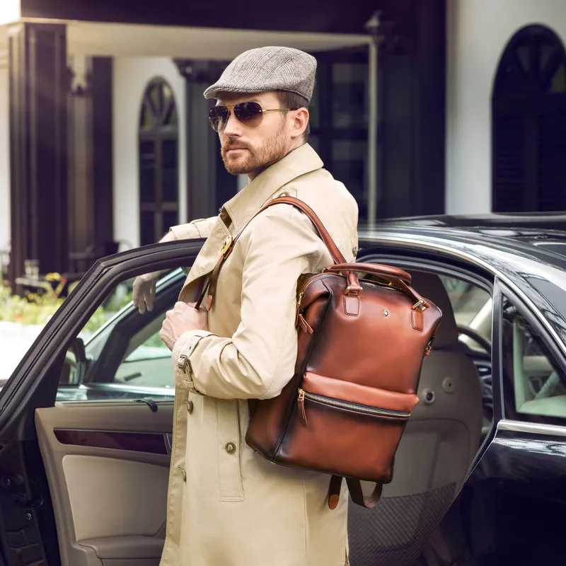 Lapis Bard Ducorium Roxton 15Inch Laptop Backpack Bag Cognac