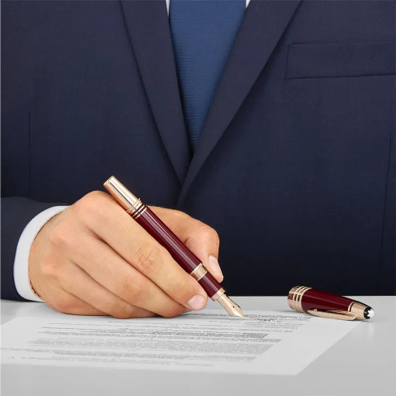 Montblanc John F Kennedy Medium Fountain Pen - Burgundy With Gold Trims