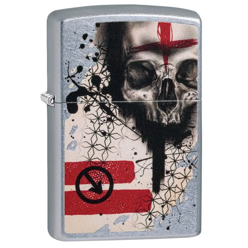 Zippo Lighter 29856 'Trash Polka' Tattoo Skull Chrome