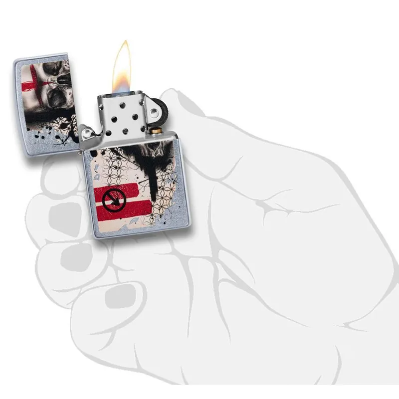 Zippo Lighter 29856 'Trash Polka' Tattoo Skull Chrome