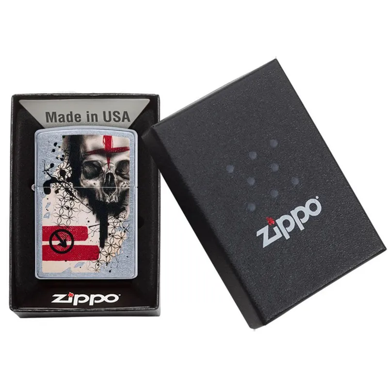 Zippo Lighter 29856 'Trash Polka' Tattoo Skull Chrome