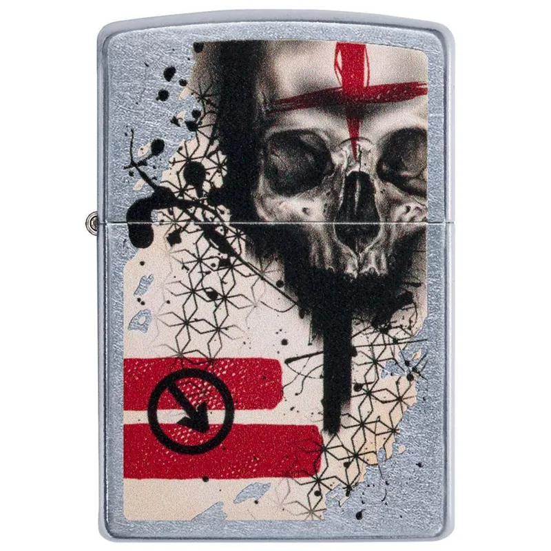 Zippo Lighter 29856 'Trash Polka' Tattoo Skull Chrome