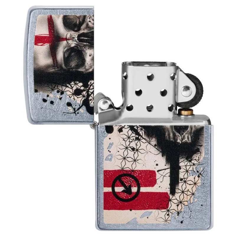 Zippo Lighter 29856 'Trash Polka' Tattoo Skull Chrome