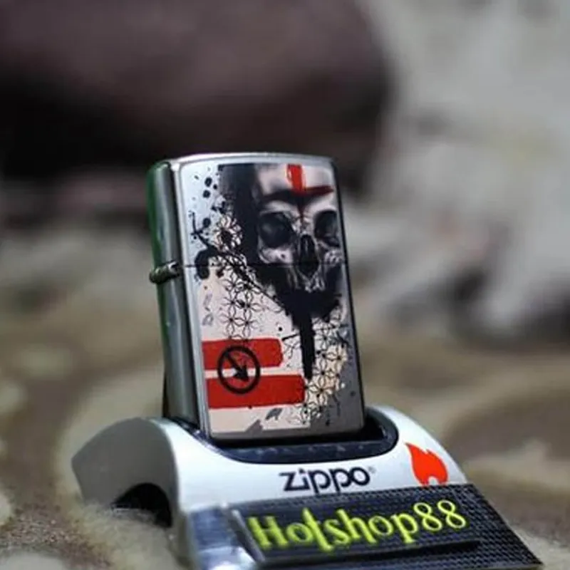 Zippo Lighter 29856 'Trash Polka' Tattoo Skull Chrome