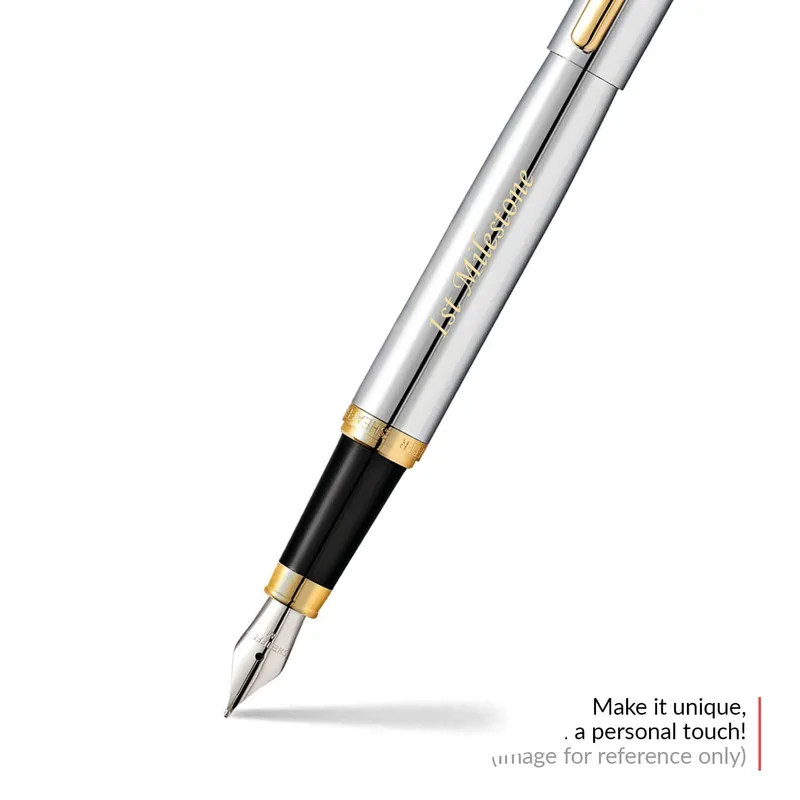 Sheaffer Gift 300 Fountain Pen (Medium) Bright Chrome with Gold Tone Trim