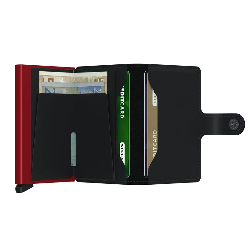 Secrid Miniwallet Matte Black with Red Cardprotector