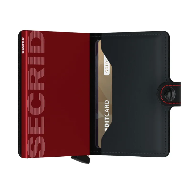 Secrid Miniwallet Matte Black with Red Cardprotector