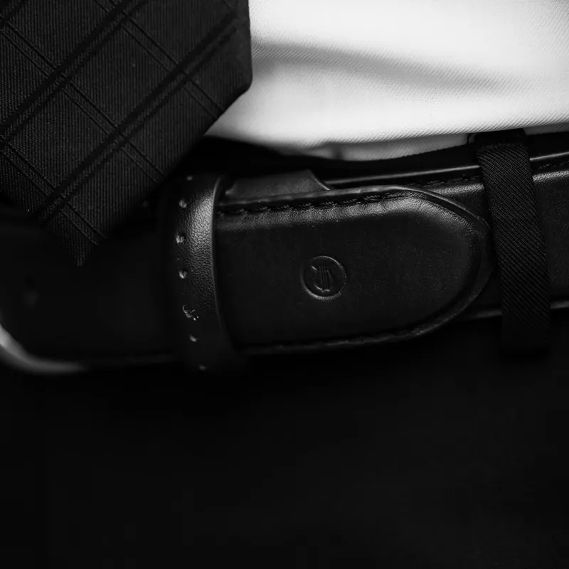 Lapis Bard Sullivan Belt Silver 35mm Buckle with Two tone Leather strap - Charcoal