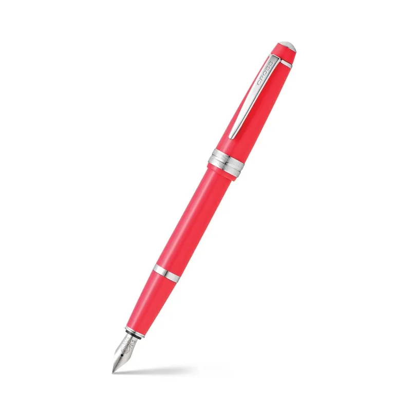 Cross AT0746-5MS Bailey Light Fountain Pen Medium Coral with Chrome Trims