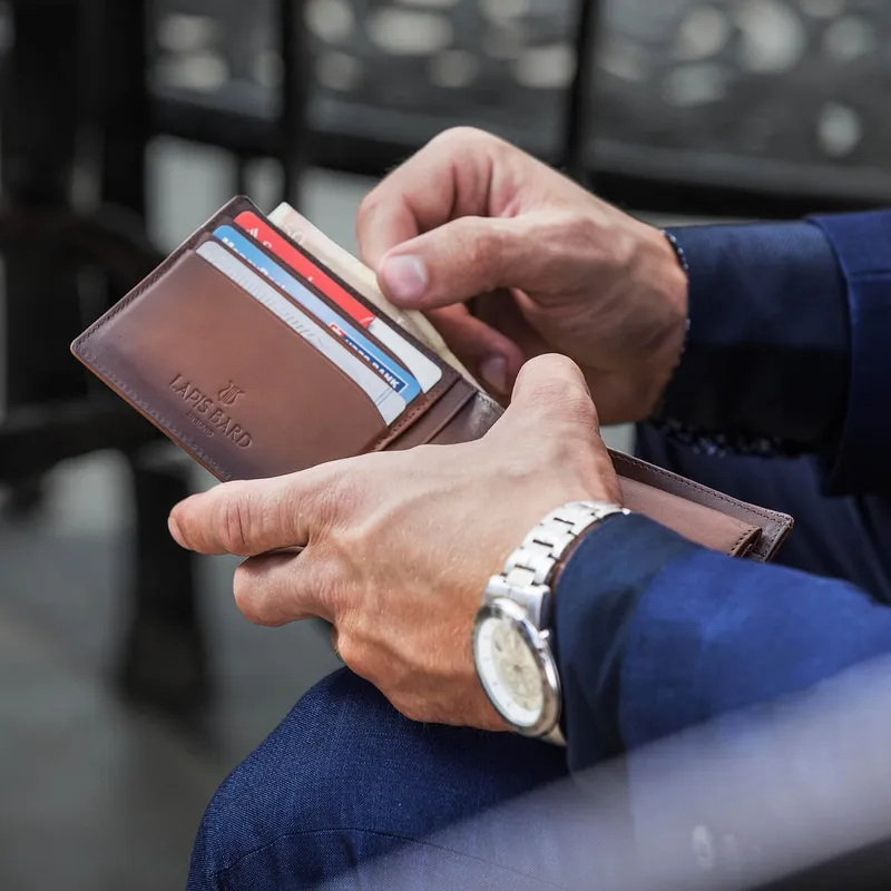 Lapis Bard Ducorium Bi-fold Wallet with Coin Pocket Cognac