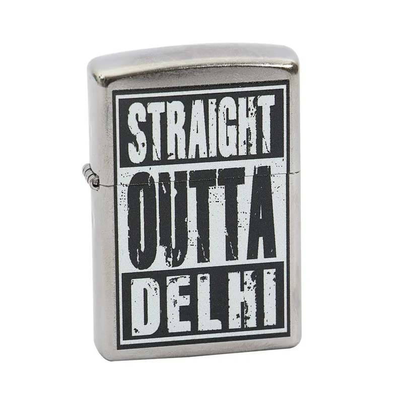 Zippo Lighter Straight Outta Delhi Chrome