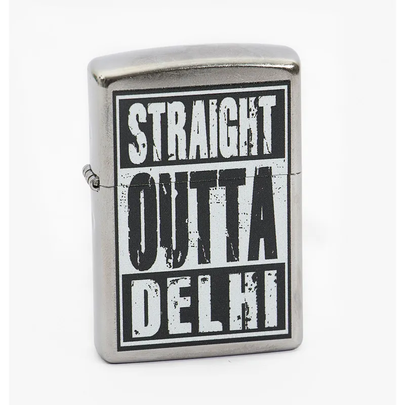Zippo Lighter Straight Outta Delhi Chrome