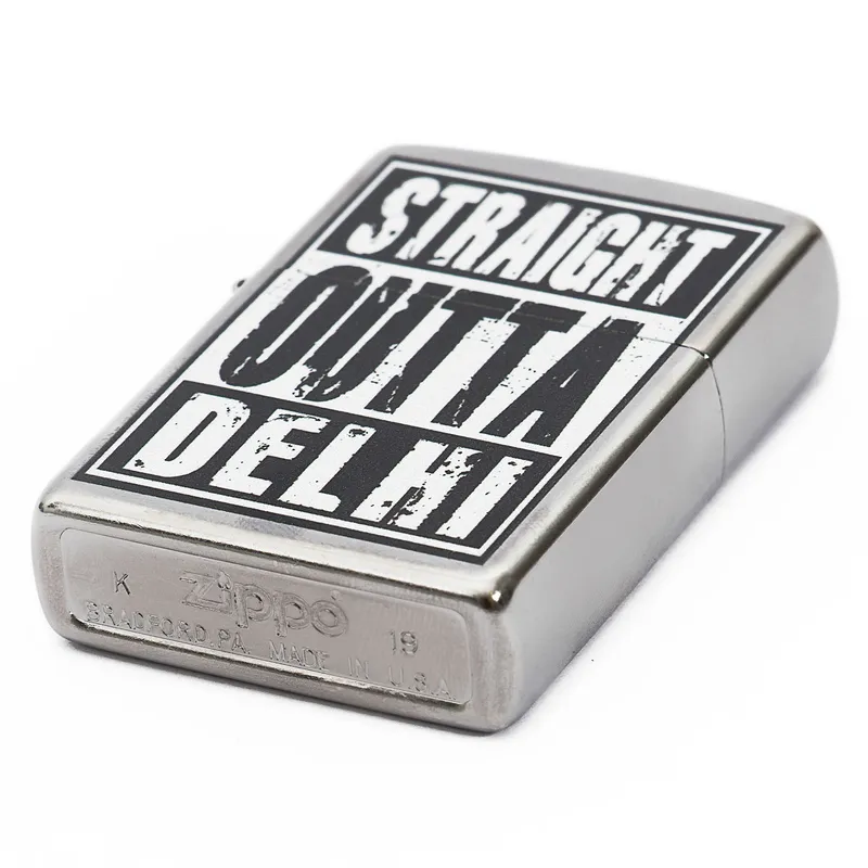 Zippo Lighter Straight Outta Delhi Chrome