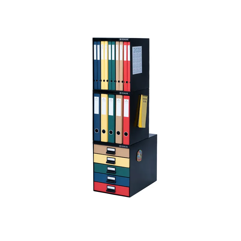 Pennline HUB Storage Metal Cabinet With 5 Paperboard Horizontal Large Drawers - Matte Black