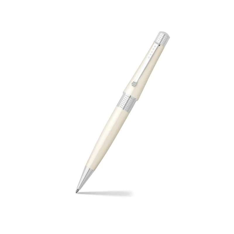 Cross Beverly Ballpoint Pen Pearlescent White With Chrome Trims