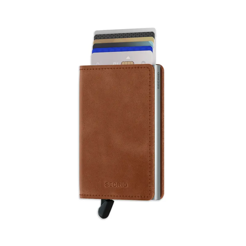 Secrid Slimwallet Vintage Cognac with Silver Cardprotector