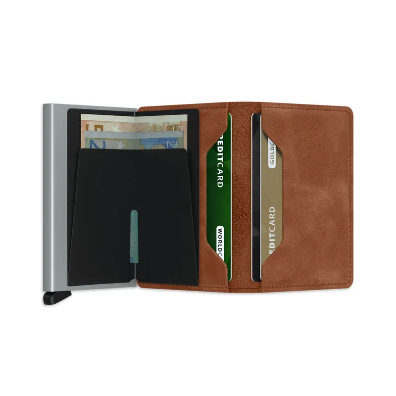 Secrid Slimwallet Vintage Cognac with Silver Cardprotector