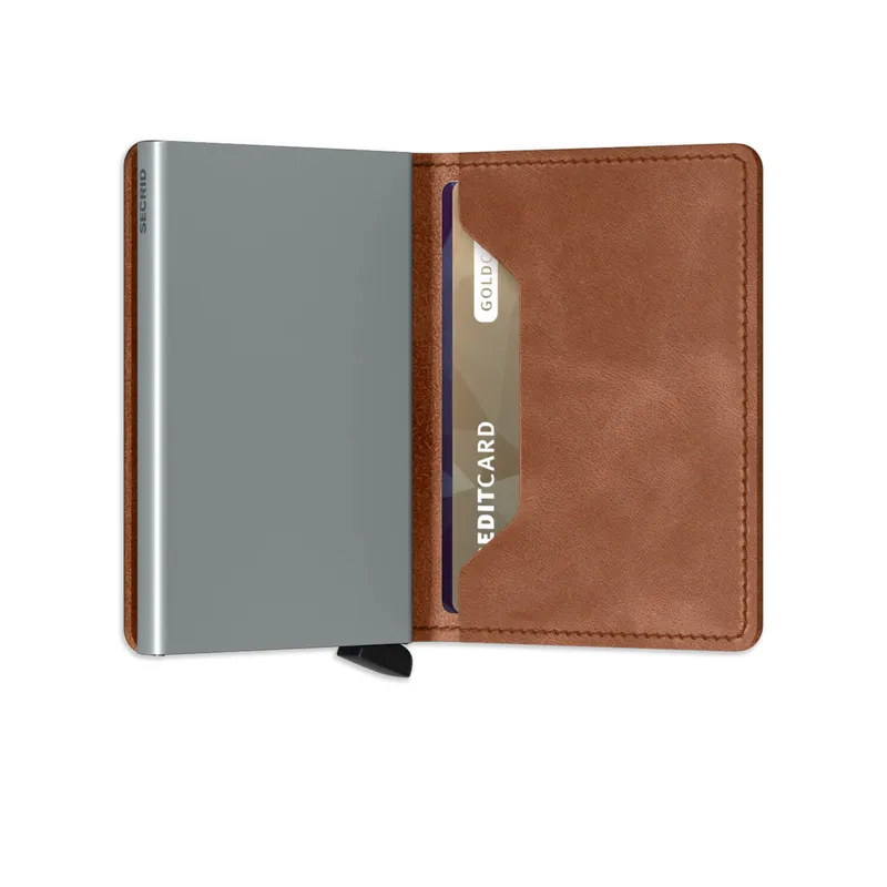 Secrid Slimwallet Vintage Cognac with Silver Cardprotector