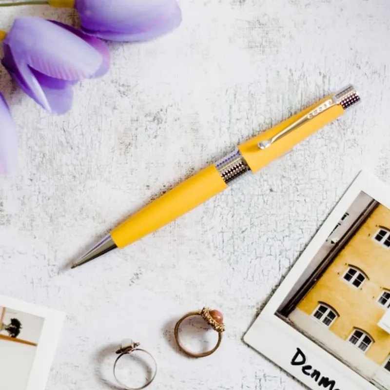 Cross AT0492-20 Beverly Pearlescent Lacquer Ballpoint Pen Sunrise Yellow with Chrome Trims