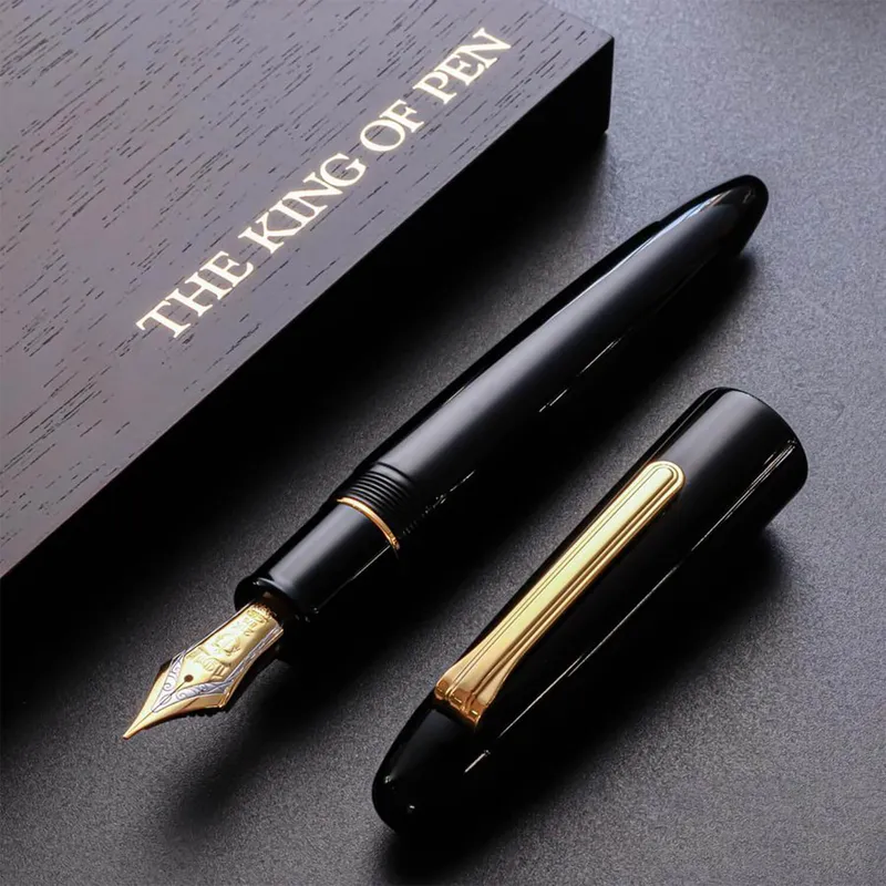 Sailor 1911 King of Pen 21K Broad Fountain Pen with Gold Trims(Ebonite) - Black