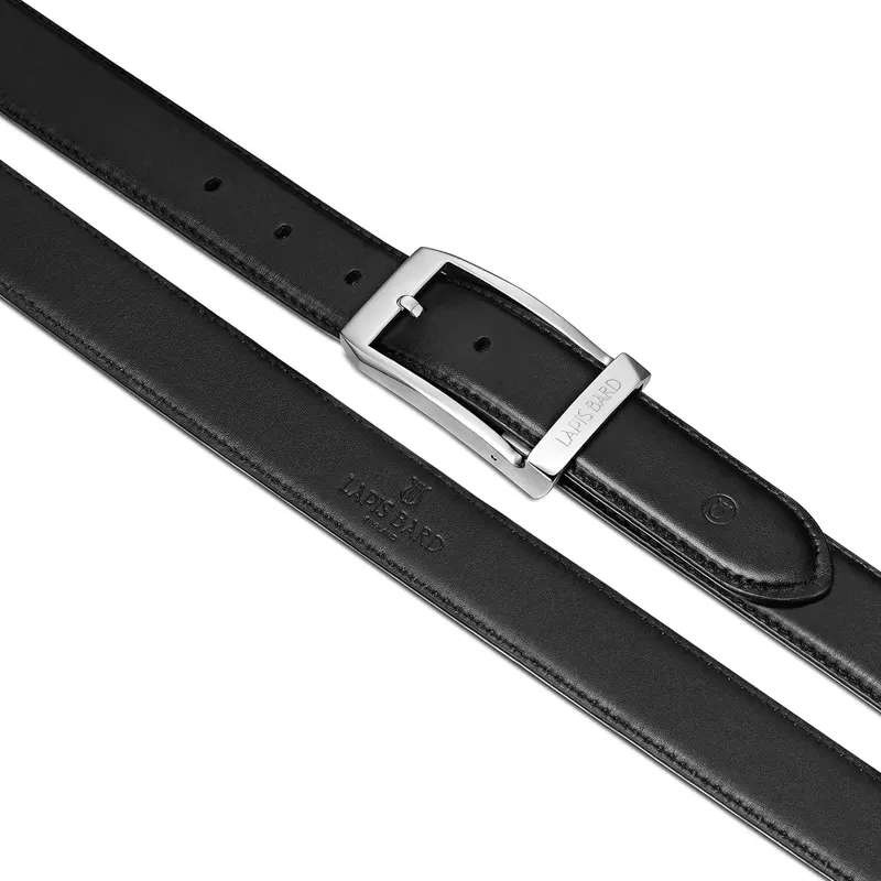 Lapis Bard Leather Knightsbridge Belt with Chrome Buckle - Charcoal