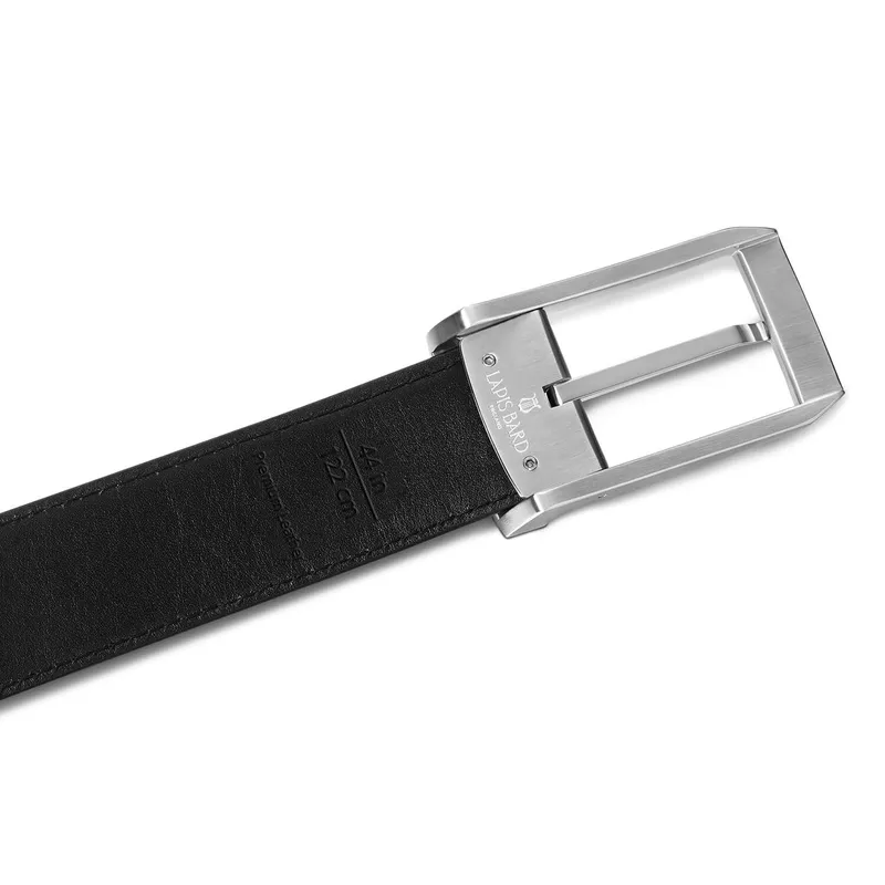 Lapis Bard Leather Knightsbridge Belt with Chrome Buckle - Charcoal