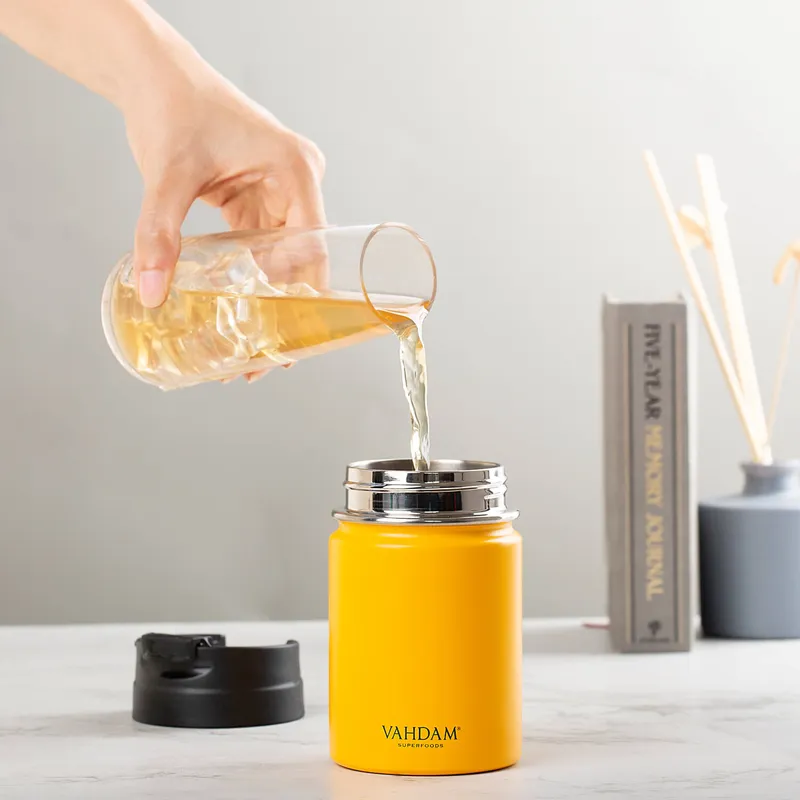 Vahdam Vitality Flip Bottle (260 ml) Yellow