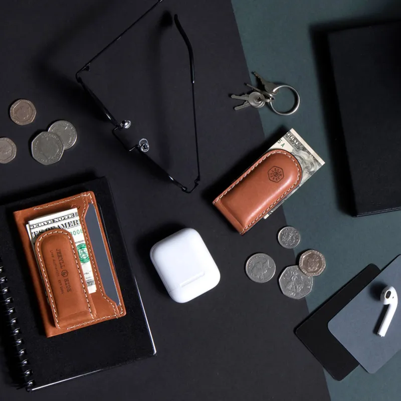 Jekyll & Hide 3225ROTA Roma Leather Money Clip Card Holder Tan