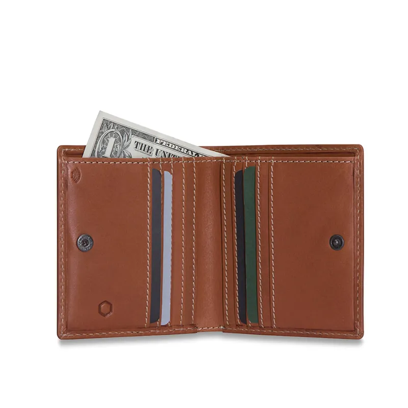Jekyll & Hide 6495Rota Roma Slim Bifold Leather Wallet with Coin Pocket Tan
