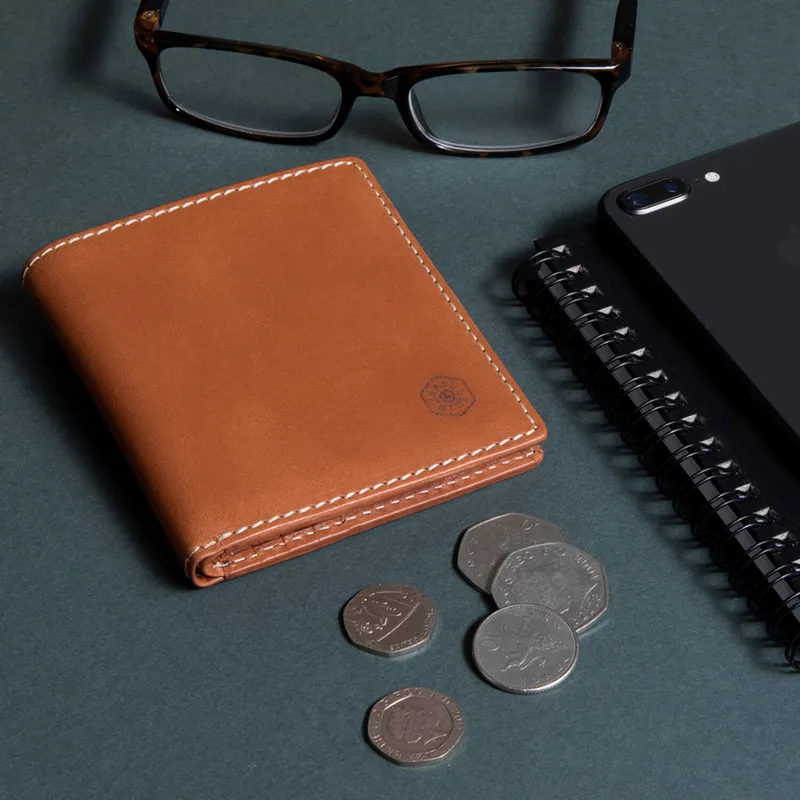 Jekyll & Hide 6495Rota Roma Slim Bifold Leather Wallet with Coin Pocket Tan