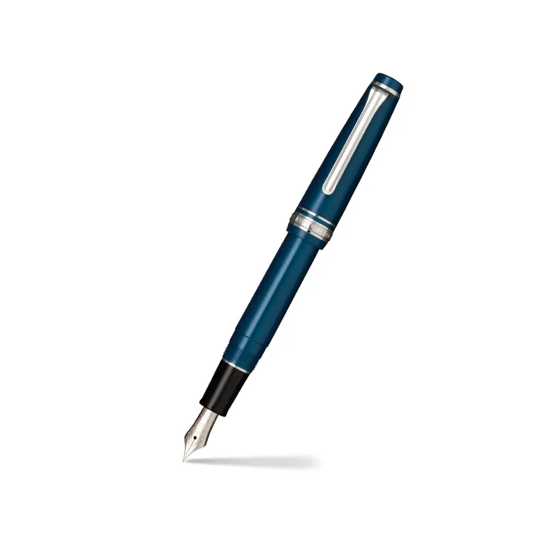 Sailor Professional Gear Slim Fountain Pen (14K Zoom) Blue with Rhodium-plated Trims