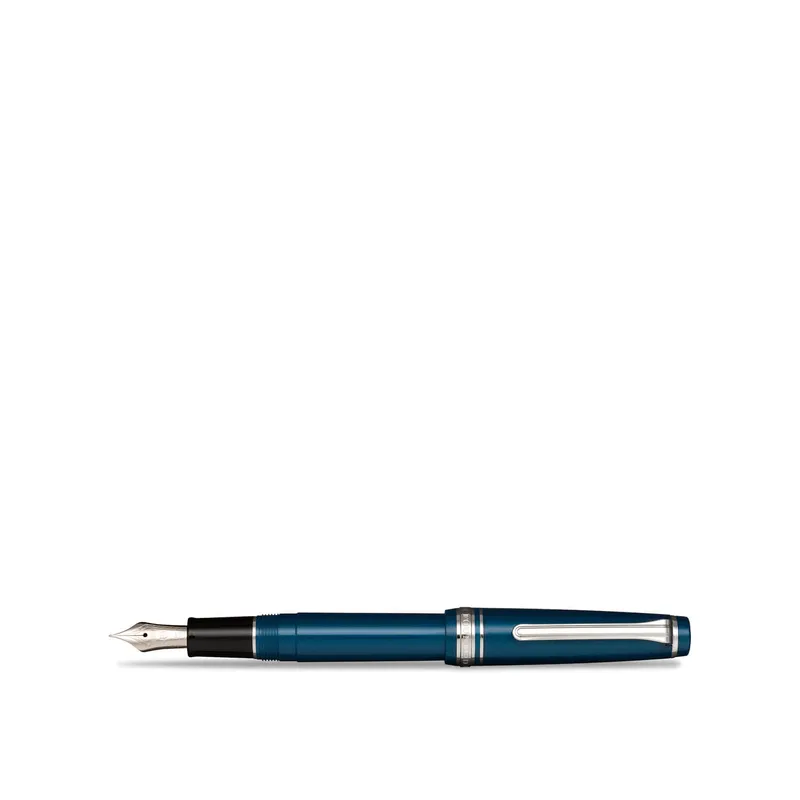 Sailor Professional Gear Slim Fountain Pen (14K Zoom) Blue with Rhodium-plated Trims