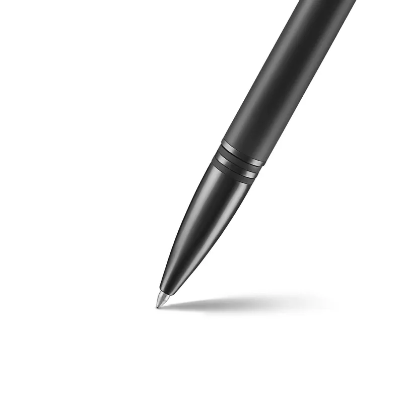 Lapis Bard Contemporary Torque Ballpoint Pen - Matte Black with Shiny Black Trim