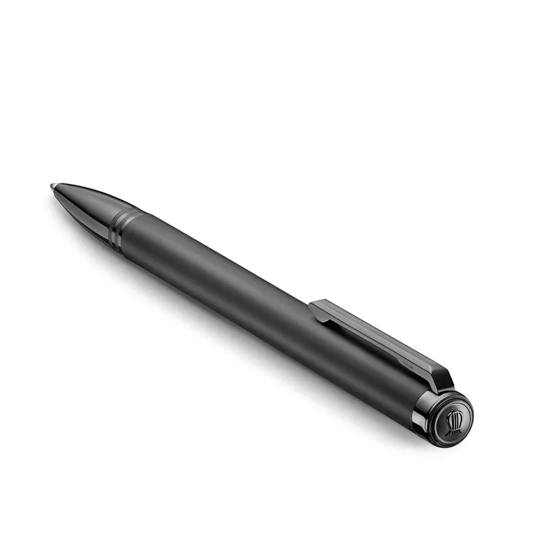 Lapis Bard Contemporary Torque Ballpoint Pen - Matte Black with Shiny Black Trim