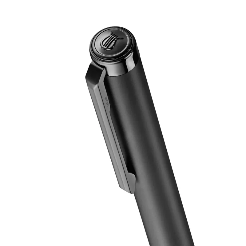 Lapis Bard Contemporary Torque Ballpoint Pen - Matte Black with Shiny Black Trim