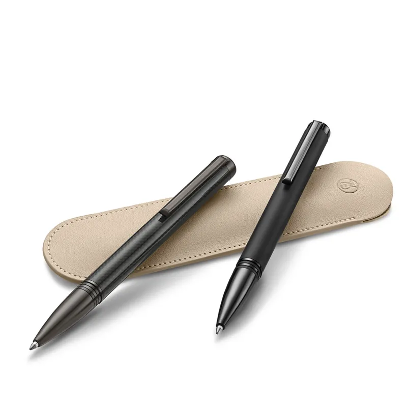 Lapis Bard Contemporary Torque Ballpoint Pen - Matte Black with Shiny Black Trim