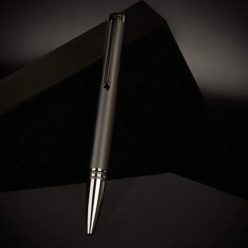 Lapis Bard Contemporary Torque Ballpoint Pen - Matte Black with Shiny Black Trim
