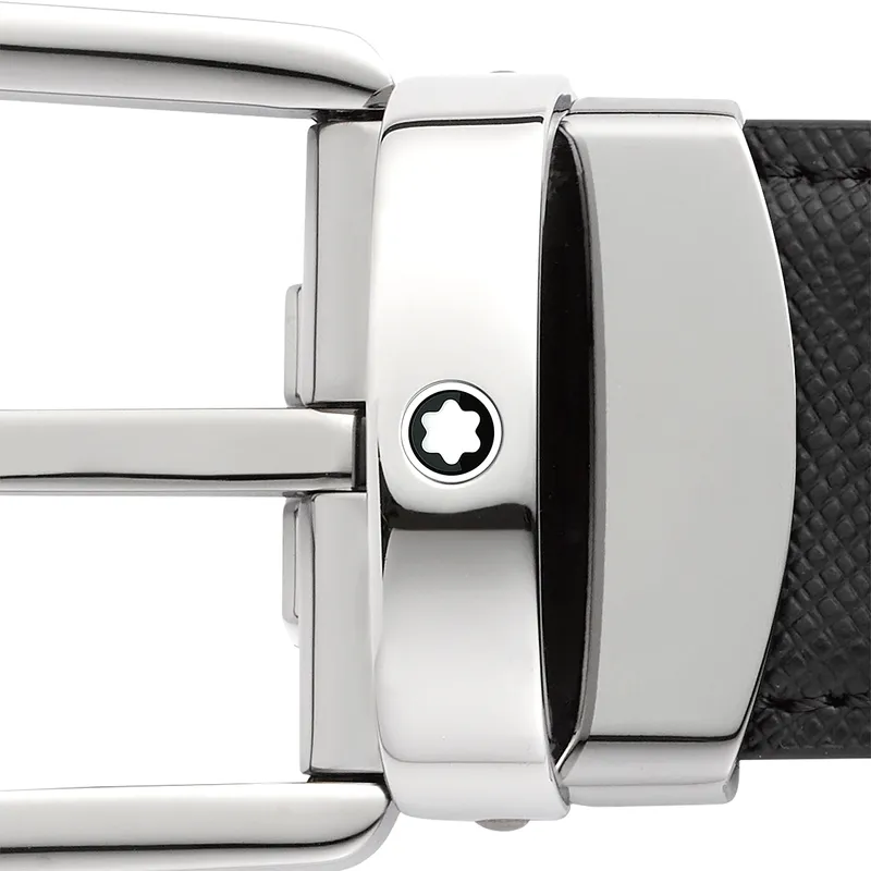 Montblanc 128763 Reversible Leather Belt (30mm) Black/Blue