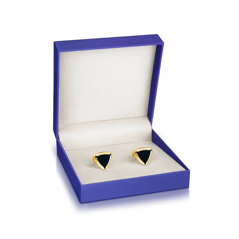 Lapis Bard Avant Garde Shard Gold Cufflinks with Black Enamel Inlay