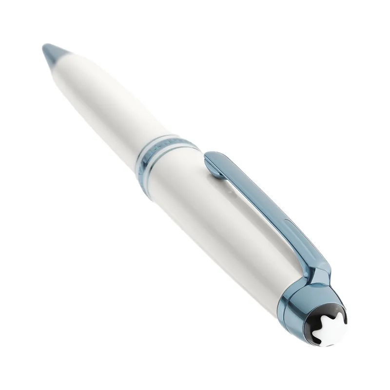 Montblanc MeisterstÃ¼ck Glacier Classique Ballpoint Pen - White With Blue PVD Trims