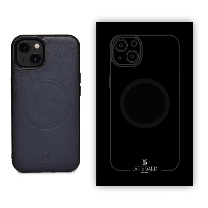 Lapis Bard Ducorium Leather iPhone 13 Case - Navy Blue