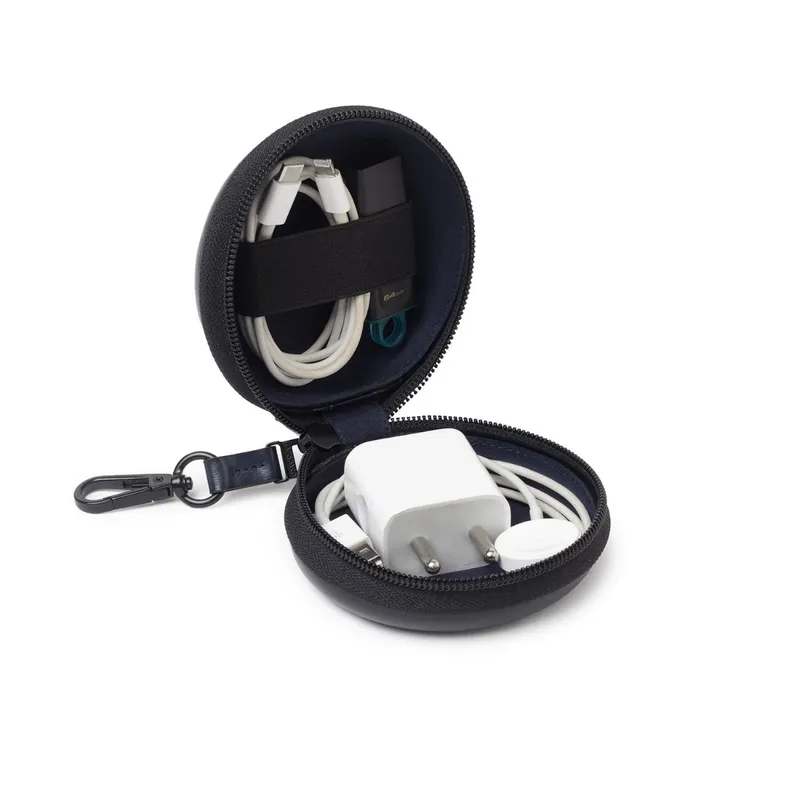 Lapis Bard Ducorium Leather Cable Organiser - Navy Blue