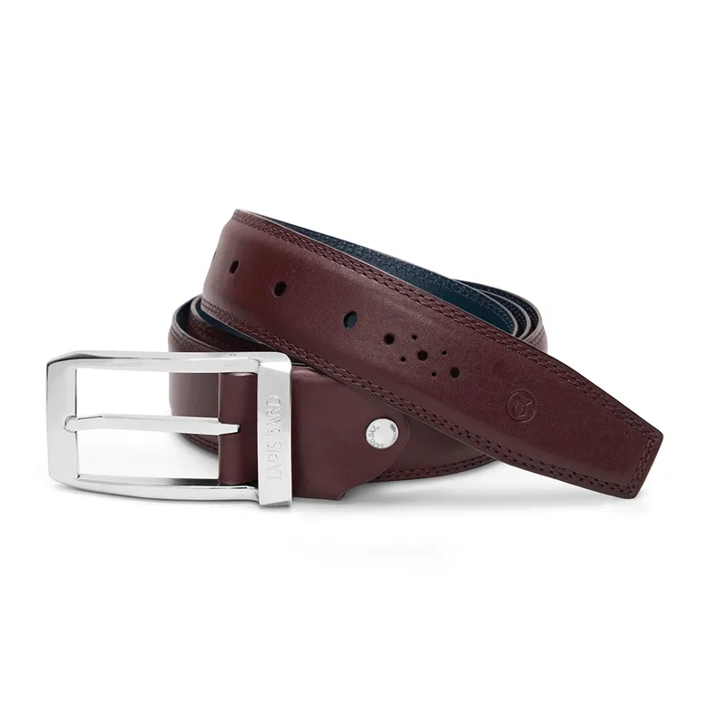 Lapis Bard Knightsbridge Vintage Leather Belt with Skeleton Buckle - Chestnut Brown