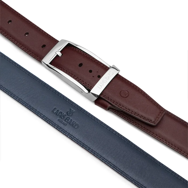 Lapis Bard Knightsbridge Vintage Leather Belt with Skeleton Buckle - Chestnut Brown