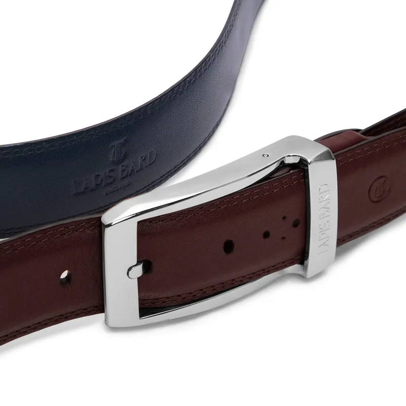 Lapis Bard Knightsbridge Vintage Leather Belt with Skeleton Buckle - Chestnut Brown