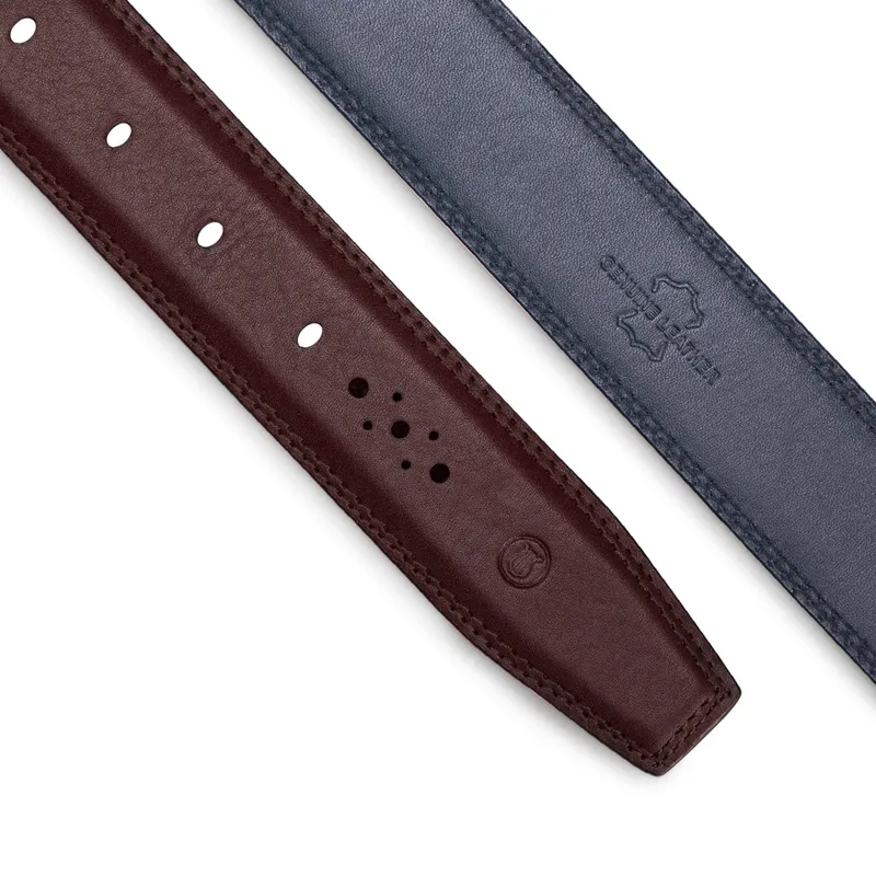 Lapis Bard Knightsbridge Vintage Leather Belt with Skeleton Buckle - Chestnut Brown